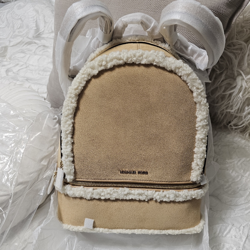 Michael Kors Beige Backpack with White Accents